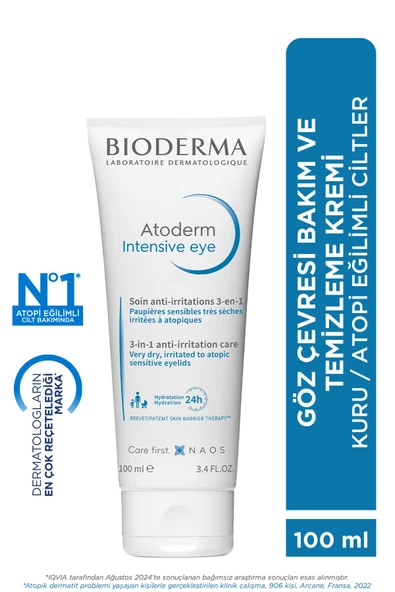 Bioderma Atoderm Intensive Eye Kuru Atopi Eğilimli Göz Çevresi Kremi ve Temizleyici Hyalüronik Asit 100 ml