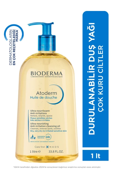Bioderma Atoderm Shower Oil Kuru Cilt Nemlendirici ve Besleyici Duş Yağı Niasinamid Bebek Çocuk Yetişkin 1 Lt
