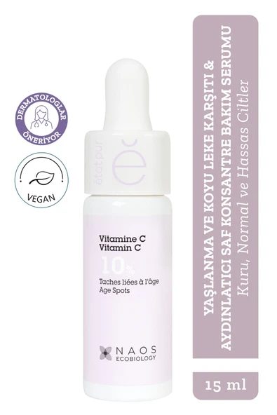 Etat Pur Pure Active Saf Vitamin C %10 Koyu Leke Aydınlatıcı Yaşlanma Karşıtı Konsantre Bakım Serumu 15 mL