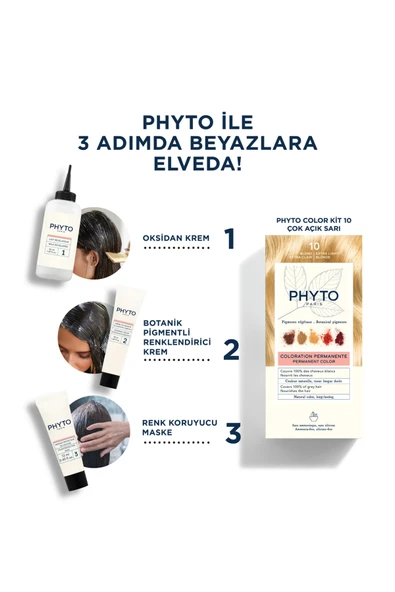 Phyto Color Bitkisel Amonyaksız Kalıcı Doğal Içerikli Bitkisel Saç Boyası 10 Çok Açık Sarı - 2