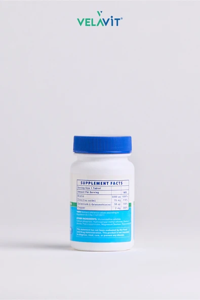 Velavit V-Biotin Plus 5000mcg Takviye Edici Gıda 60 Tablet - 5