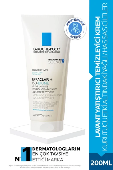 La Roche Posay Effaclar H Isobiome Kurutucu Bakım Alan Ciltlere Özel Lavant Temizleyici Krem 200ml
