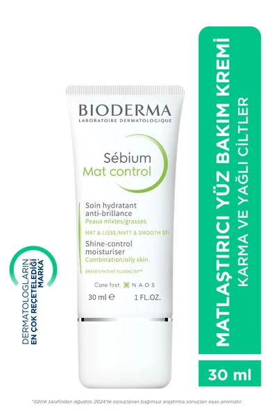 Bioderma Sebium Mat Control Matlaştırıcı Parlama Karşıtı Bakım Kremi Karma ve Yağlı Ciltler 30 ml ürün görseli 1