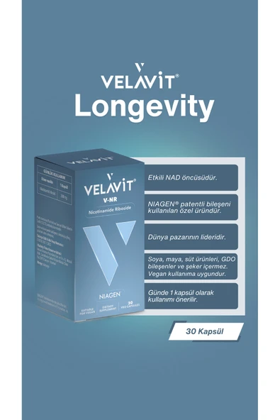 Velavit V-NR Nicotinamide Riboside 30 Kapsül - Resim 5