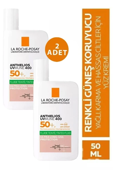 La Roche Posay Anthelios Uvmune 400 Fluide Oil Control Tinted Spf50 50 ml 2 Adet ürün görseli 1