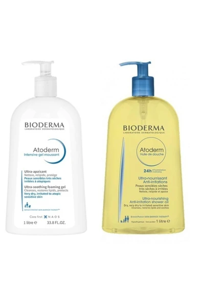 Bioderma Atoderm Intensive Foaming Gel 1000 Ml+ Atoderm Huile De Douche Shower Oil 1000 Ml
