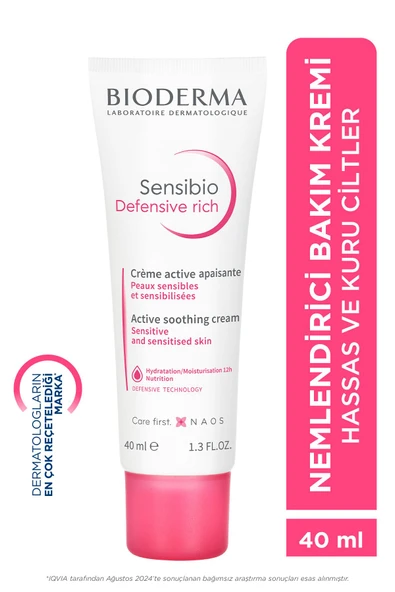 Bioderma Sensibio Defensive Rich Hassas ve Kuru Cilt Antioksidan E Vitamini Yoğun Nemlendirici Krem 40 ml ürün görseli 1