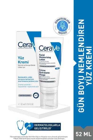 CeraVe Nemlendirici Yüz Kremi Normal Ve Kuru Cilt 52 ml ürün görseli 1