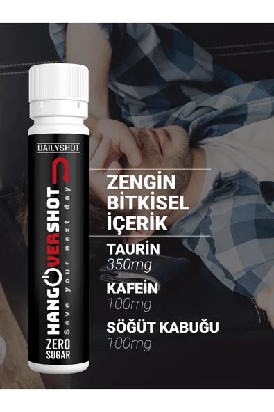 HANGOVERSHOT 2. Kutu %50 Akşamdan Kalma, Hangover Shot Zero Sugar Bitkisel Destek 4'lü - 4