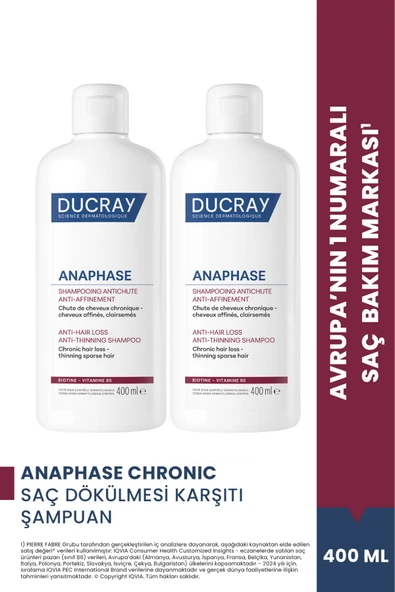 Ducray Anaphase Chronic Saç Dökülmesi Karşıtı Şampuan 400 ml X 2