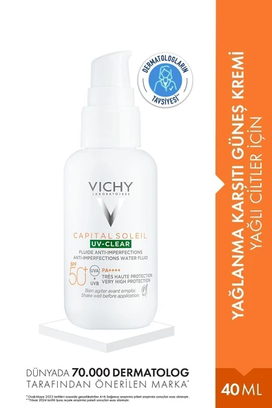 Vichy Capital Soleil UV Clear Yağlı ve Akneye Eğilimli Ciltlere Uygun SPF50+ Güneş Kremi 40 ML ürün görseli 1