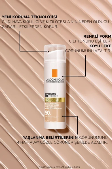 La Roche Posay Anthelios Age Correct Spf50 Renkli Kapatıcı Özelliğe Sahip Yüz Güneş Kremi 50 ml - 4