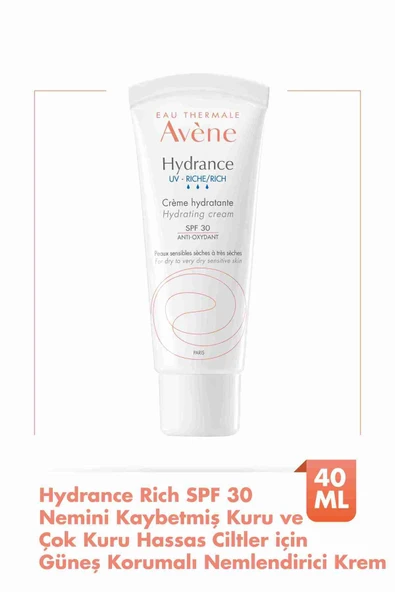Avene Hydrance Rich SPF30  Kuru ve Hassas Ciltler için Güneş Korumalı Nemlendirici Krem 40 ml