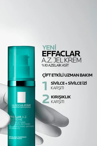 La Roche Posay Effaclar A.Z. %10 Azelaik Asit İçeren Sivilce & Sivilce İzi & Kırışıklık Karşıtı Jel Krem 40ml - Resim 2
