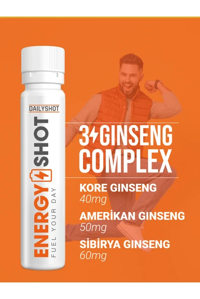 HANGOVERSHOT Energyshot Anında Enerji Desteği, 3 Ginseng Comlex, Guarana, Energy Shot 7'li - Resim 4