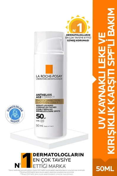 La Roche Posay Anthelios Age Correct SPF50+ Uv Kaynaklı Leke ve Kırışıklık Karşıtı-50ml ürün görseli 1