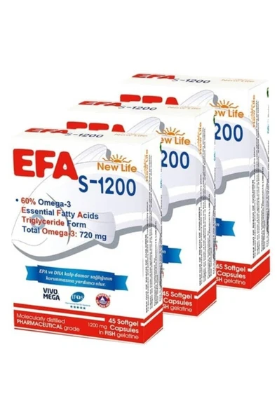 New Life Efa S-1200 Omega-3 45 Kapsül 3'lü Paket ürün görseli 1