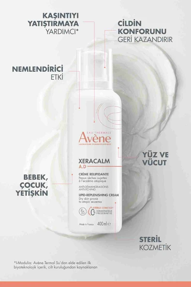 Avene XeraCalm A.D Lipid-Replenishing Creme Atopiye Eğilimli Ciltler için Nemlendirici Krem 400 ml - 5