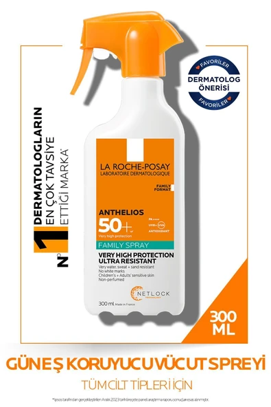 La Roche Posay Anthelios Family Spray Spf 50 Tüm Cilt Tipleri Için Vücut Güneş Kremi 300ml