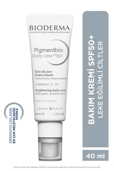 Bioderma Pigmentbio Daily Care SPF50+ Leke Karşıtı Aydınlatıcı Güneş Koruyucu E ve C Vitamini Krem 40 ml