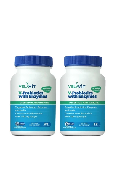 Velavit V-Probiotics With Enzymes 30 Kapsül 2 Adet