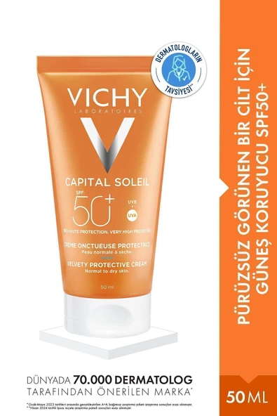 Vichy Capital Soleil Spf50+ Velvety Pürüzsüz Görünen Bir Cilt İçin Güneş Koruyucu- 50ml ürün görseli 1