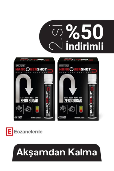 HANGOVERSHOT 2. Kutu %50 Akşamdan Kalma, Hangover Shot Zero Sugar Bitkisel Destek 4'lü