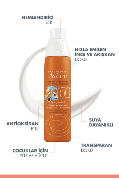 Avene Spray Enfant Spf 50+ Çocuklar İçin Güneşten Koruyucu Vücut Spreyi 200 ml - Resim 3