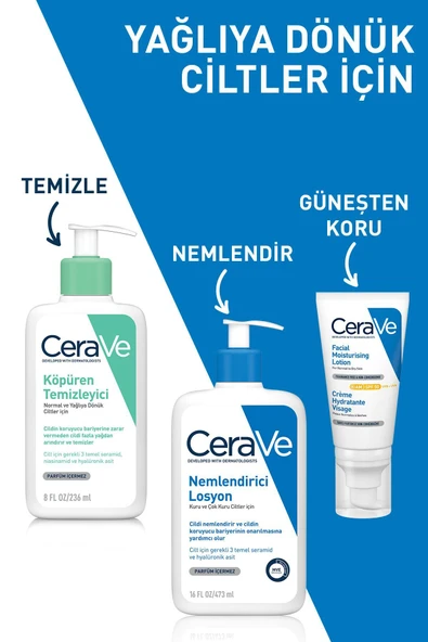 CeraVe Normal/Yağlı Ciltler İçin Cilt Bakım Seti: Niasinmaid &Hyalüronik Asitli Köpüren Temizleyici 236mlx2 - Resim 8