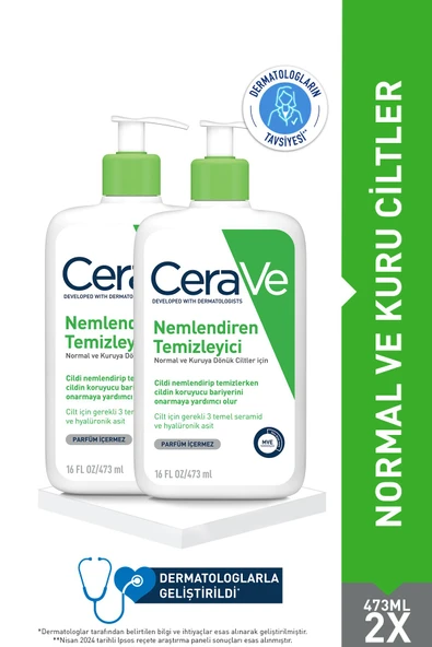 CeraVe Nemlendiren Temizleyici Kuru Ciltler Için 473 ml X2