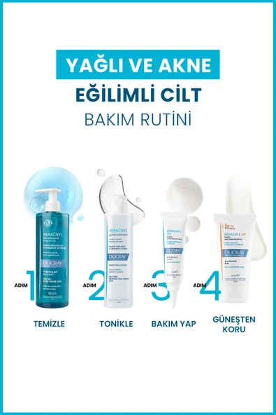Ducray Keracnyl Gel Yağlı ve Akneye Eğilimli Ciltler İçin Temizleme Jeli 400 ml - Resim 2