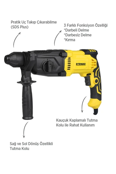 RTM2290SET Sds Plus Kırıcı ve Delici 5'lİ Set - Eldiven-Çekiç-Uç Tutucu - 3