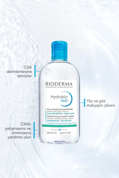 Bioderma Hydrabio H2O Nemlendirici Micellar Makyaj Temizleme Suyu Kuru Ciltler Yüz, Göz Çevresi 500 ml - Resim 5