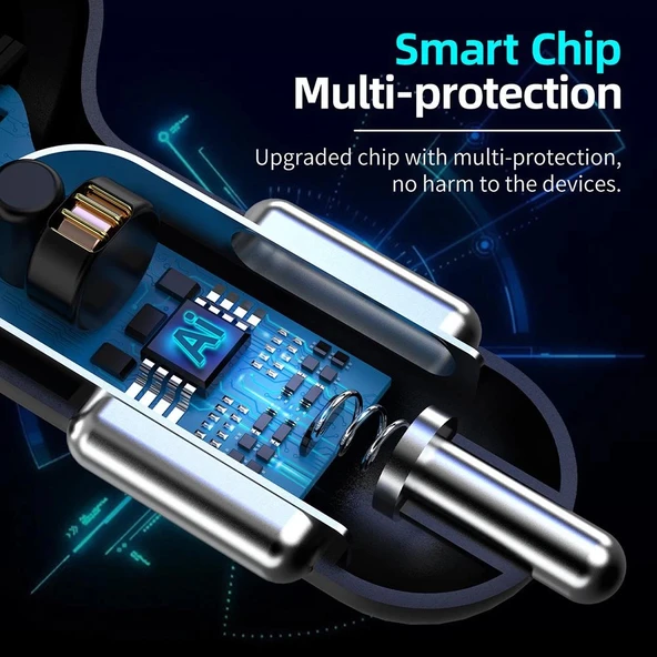 Joyroom 150W 4 Port Led Ekranlı Araç şarj - 5