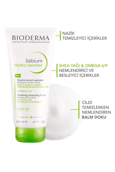 Bioderma Sebium Hydra Cleanser Akneye Eğilim Gösteren, Kuruyan Hassas Ciltler Balm Dokulu Temizleyici 200 ml - 2