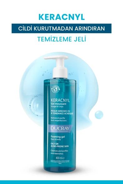 Ducray Keracnyl Gel Yağlı ve Akneye Eğilimli Ciltler İçin Temizleme Jeli 400 ml - Resim 3