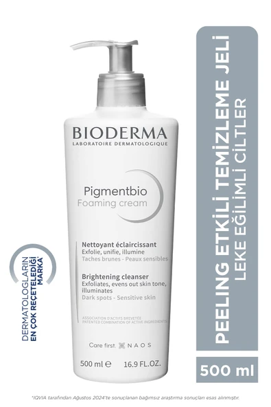 Bioderma Pigmentbio Foaming Cream Leke Karşıtı Aydınlatıcı Peeling Etkili Yıkama Jeli Yüz ve Vücut 500 ml ürün görseli 1