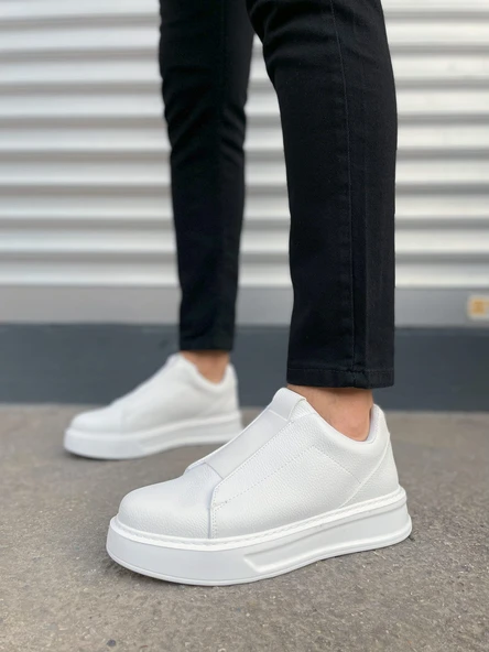 JY007 Alba Bağcıksız Cilt Erkek Günlük Sneaker Ayakkabı CBT Beyaz - Resim 2