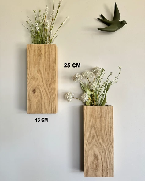 Doğal Ahşap,çiçeklik,saksı 2'li Set DRKH21 - 3