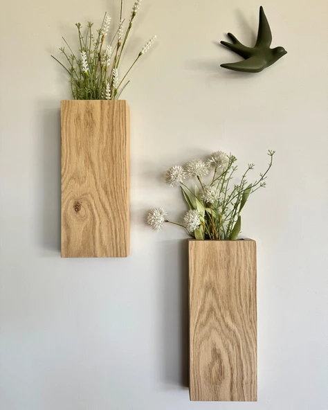 Doğal Ahşap,çiçeklik,saksı 2'li Set DRKH21 - 2