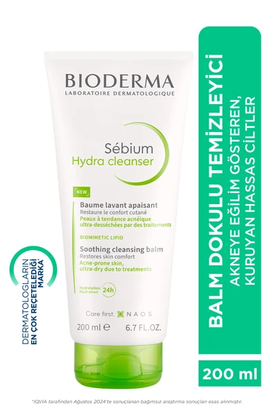 Bioderma Sebium Hydra Cleanser Akneye Eğilim Gösteren, Kuruyan Hassas Ciltler Balm Dokulu Temizleyici 200 ml