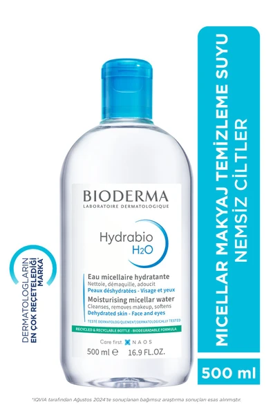Bioderma Hydrabio H2O Nemlendirici Micellar Makyaj Temizleme Suyu Kuru Ciltler Yüz, Göz Çevresi 500 ml ürün görseli 1