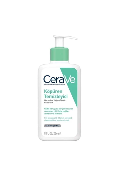 CeraVe Normal Ve Yağlı Ciltler Için Seramid Içerikli Köpüren Temizleyici 236 ml X 2 adet - Resim 3
