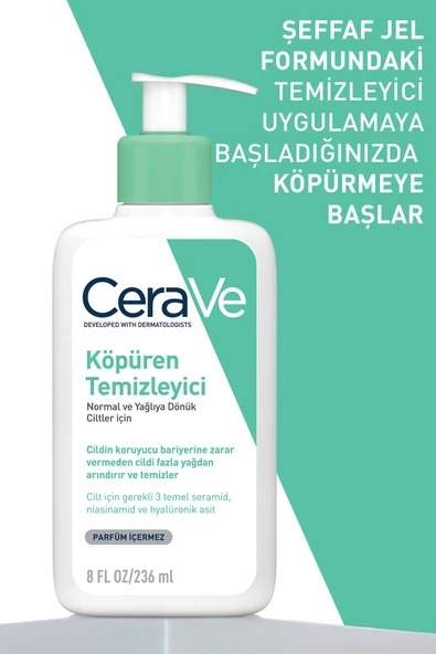 CeraVe Normal/Yağlı Ciltler İçin Cilt Bakım Seti: Niasinmaid &Hyalüronik Asitli Köpüren Temizleyici 236mlx2 - Resim 6