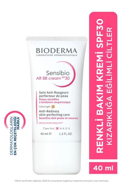 Bioderma Sensibio Ar BB Spf30 Hassas Ciltler Kızarıklık Karşıtı Güneş Koruyuculu Renkli Bakım Kremi 40 ml - 1