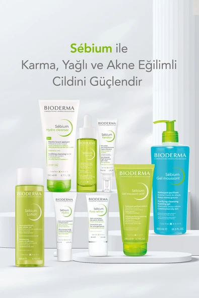 Bioderma Sebium Karma, Yağlı ve Akne Eğilimli Ciltler Sivilce, Siyah Nokta Karşıtı Yüz Temizleme Jeli 500 ml - Resim 8