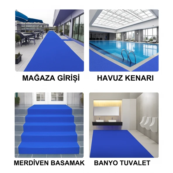 Beylini Kıvırcık Paspas İç Dış Zemin Halı Yolluk Kapı Önü Havuz Banyo Duş İş Yeri Apartman Paspası Lacivert 12mm - 4