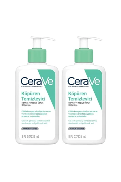 CeraVe Normal Ve Yağlı Ciltler Için Seramid Içerikli Köpüren Temizleyici 236 ml X 2 adet - Resim 2
