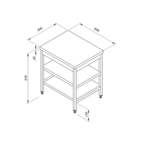 Öztiryakiler Çalışma Tezgahı Taban Raflı Sırtsız 100x70 Cm ürün görseli