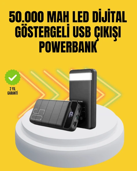 Profesyonel 50.000 mAh Powerbank – Aynı Anda Birden Fazla Cihaz Şarj Eden, Dayanıklı ve Güvenli Taşınabilir Şarj Cihazı ürün görseli 1